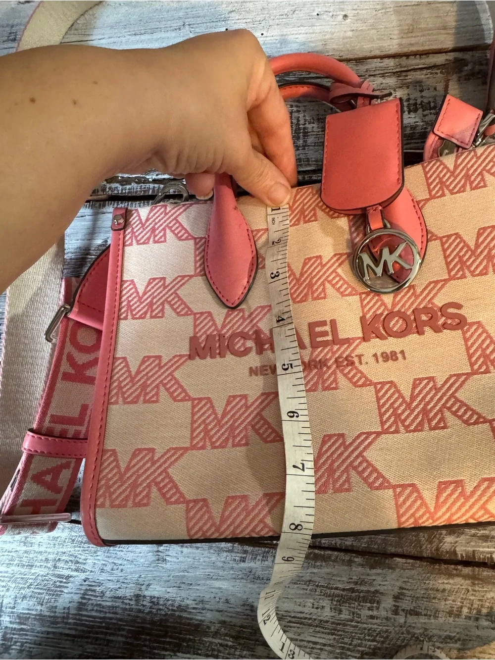 Michael Kors Mirella Small Logo Jacquard Crossbody Bag in Pink